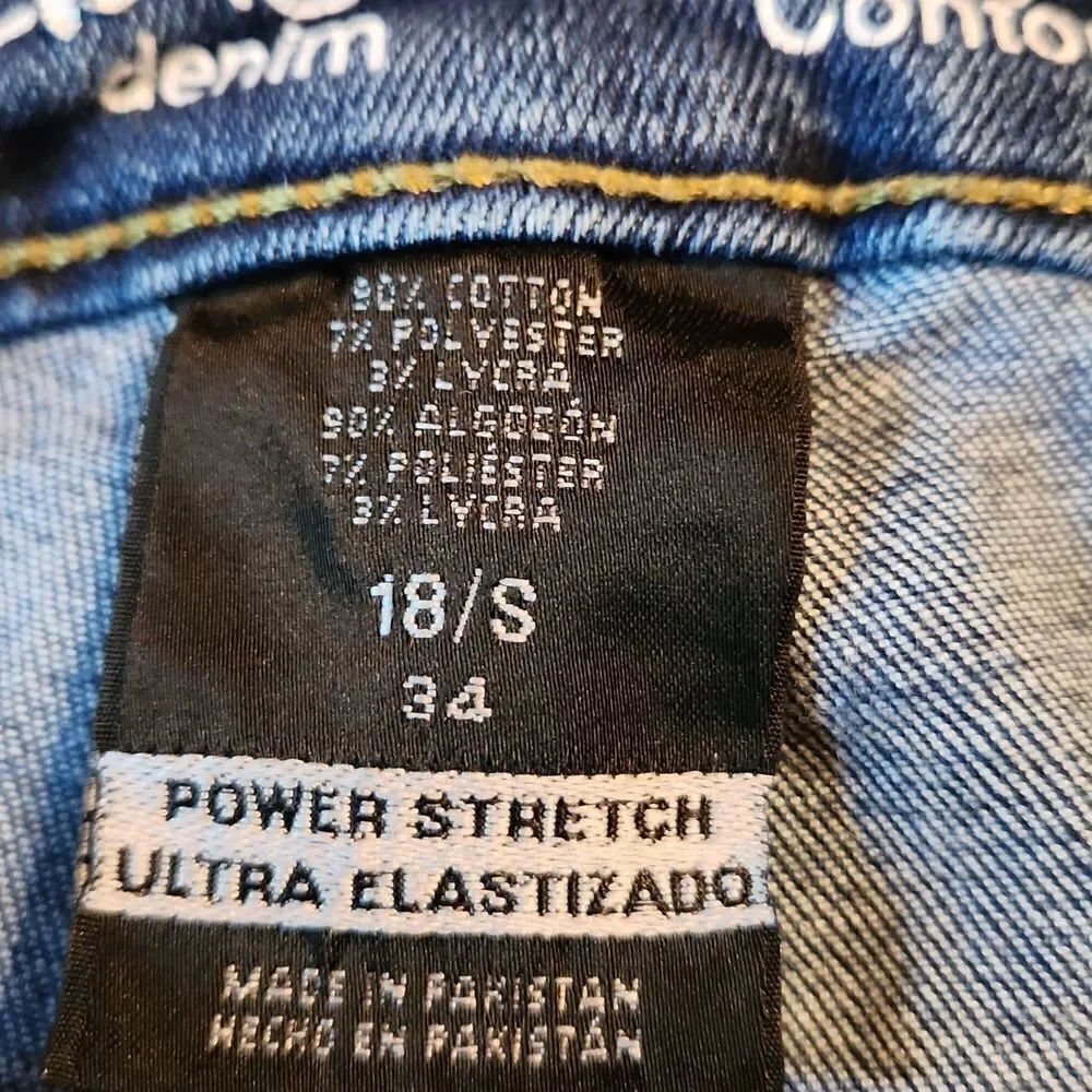Mossimo Supply Co Curvy High Rise Stretch Skinny Jeans, 18 Petite, Blue Denim
